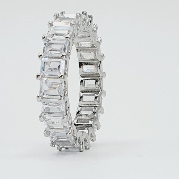 925 Sterling Silver Plated Clear CZ Eternity Wedding/, UNVN12103 - Picture 2 of 7